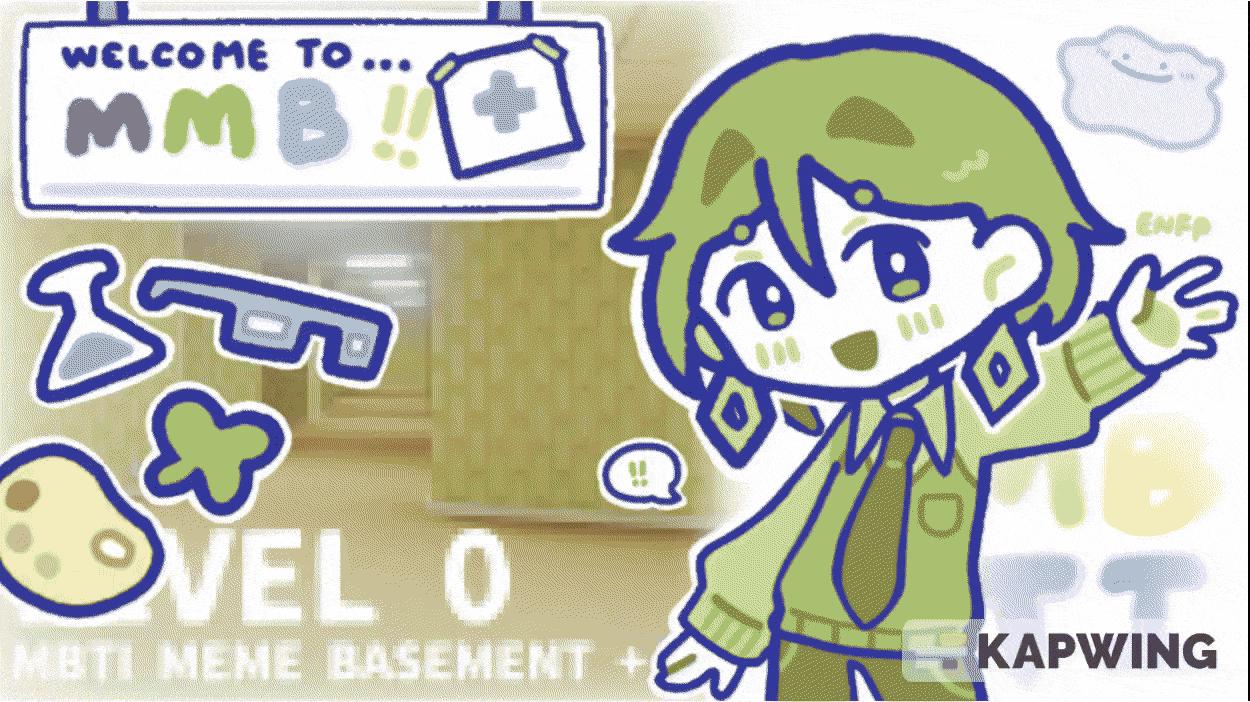 Discovery splash banner for MBTI Meme Basement ꩜ active ★ emotes ✦ events ✿ giveaways ✹ nitro ꩜ vc ✮ gaming Discord server