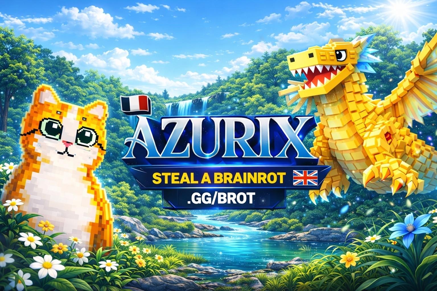 Discovery splash banner for Azurix’s Steal a Brainrot FR 🇫🇷/ 🇬🇧 Discord server