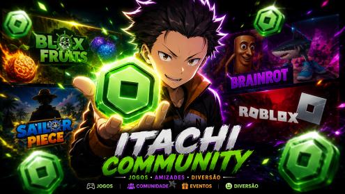 Discovery splash banner for ItachiCommunity 🇧🇷 | Roblox • Blox Fruits • Sailor Piece 🌊 Discord server