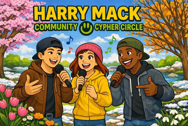 Discovery splash banner for Harry Mack Community Cypher Circle | Freestyle Rap Discord server