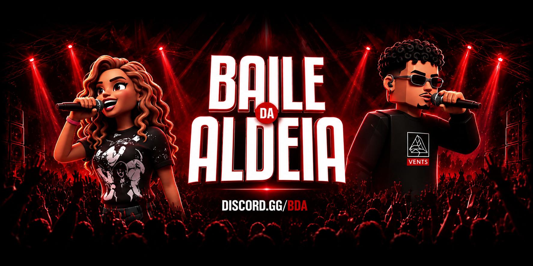 Discovery splash banner for Baile da Aldeia | Comunidade・Brasil・Conversar・BR・Copa・Eventos・Namoro・Social・RP・Eafc26・VC・FiveM Discord server