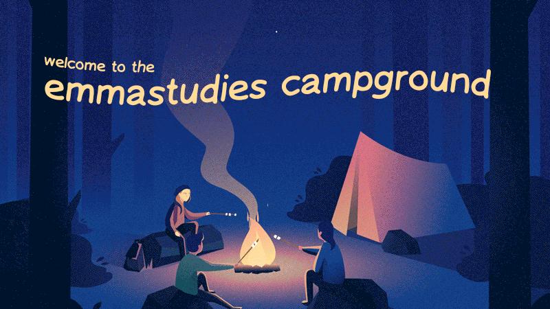 Discovery splash banner for Emma Studies Campground Discord server