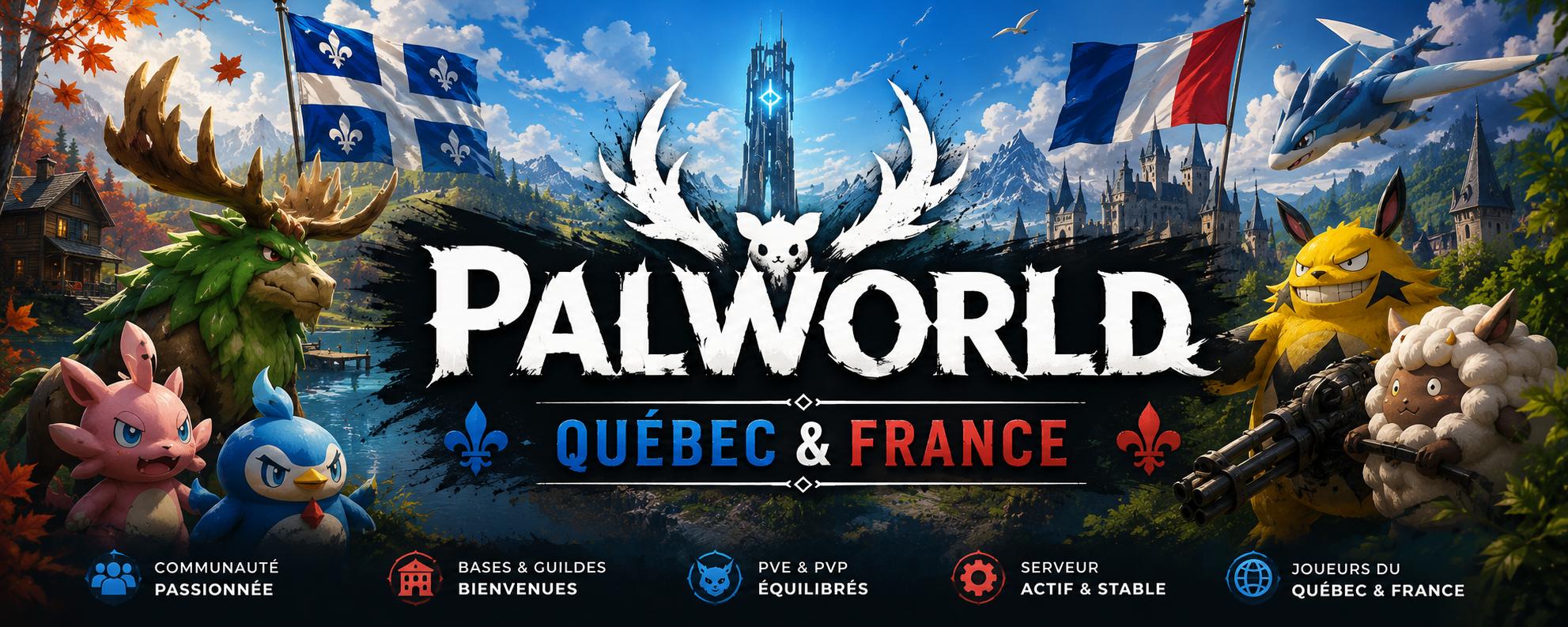 Discovery splash banner for Palworld Québec & France Discord server