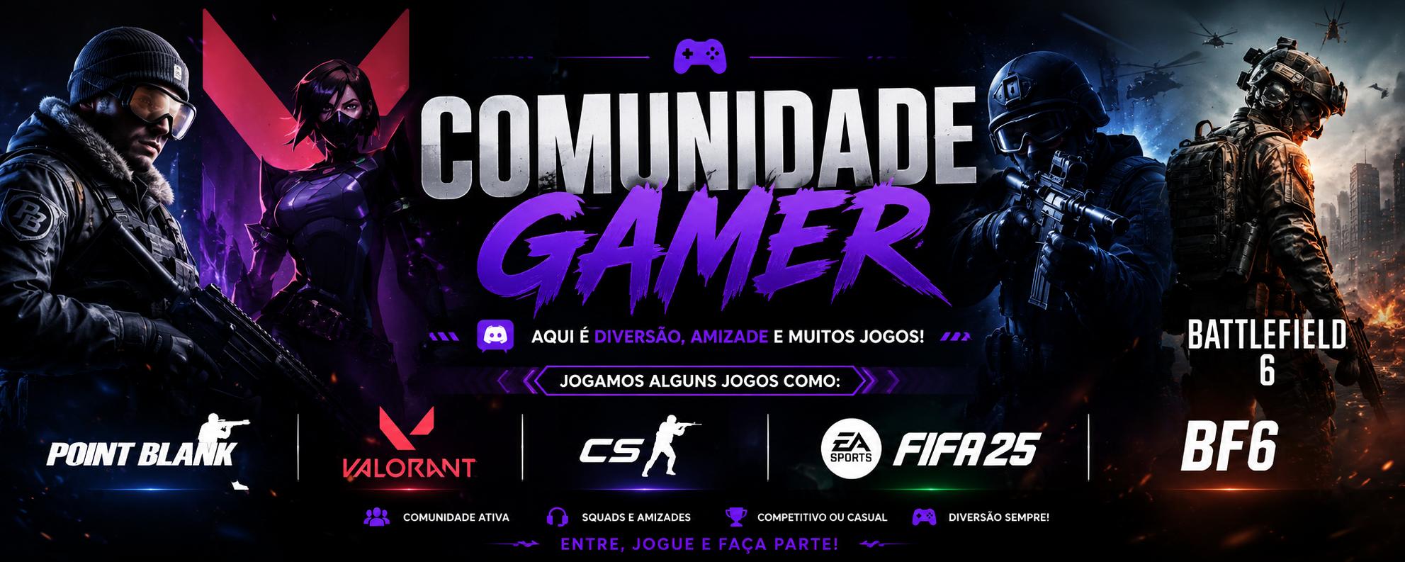 Discovery splash banner for Comunidade Gamer 🎮 Discord server