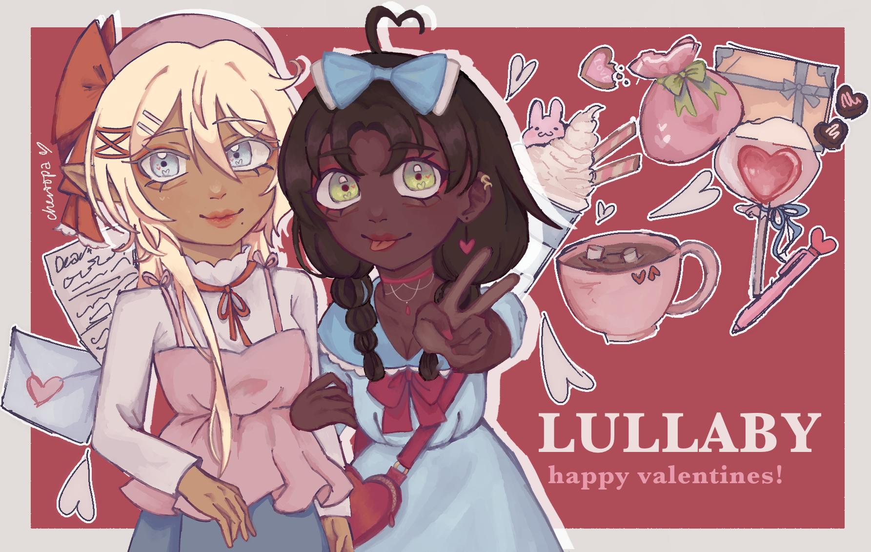Discovery splash banner for 🎀 lullaby !Art ✦ Emotes ✦ Giveaways ✦ ROBLOX ✦ Social ✦ Diaries ✦ Royale High Discord server
