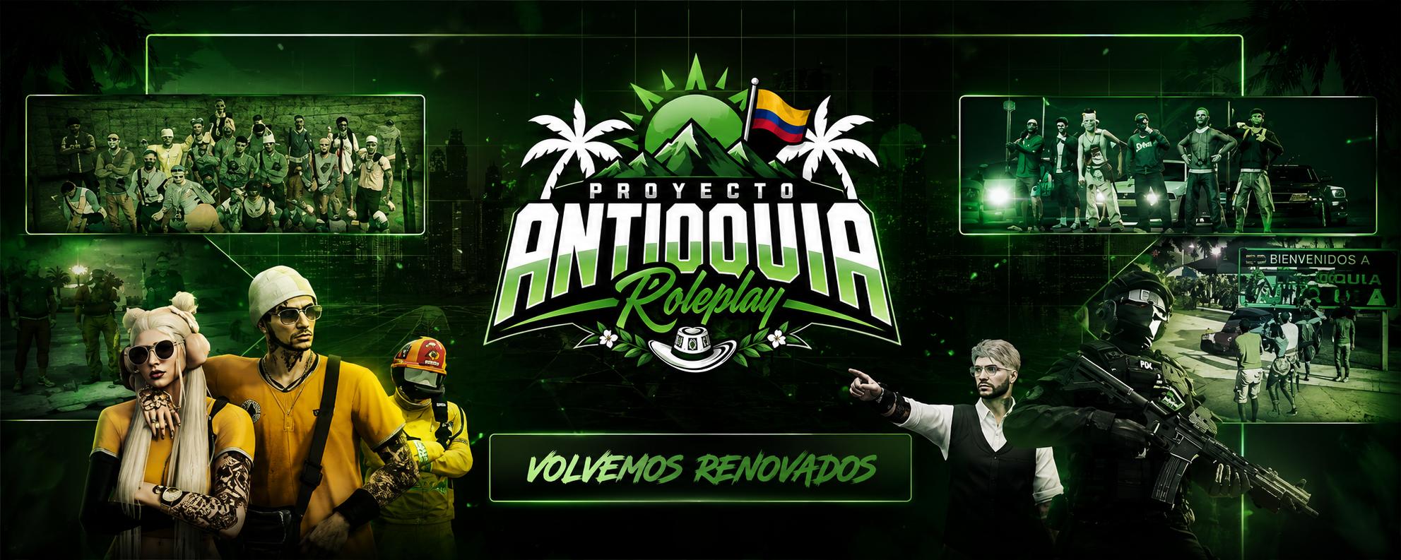 Discovery splash banner for 🍀 | Proyecto Antioquia | Reopening Discord server